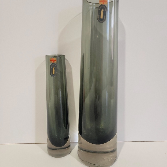 Whitefriars art glass vases set of 2 pewter 9 and 6 in - Picture 5 of 12